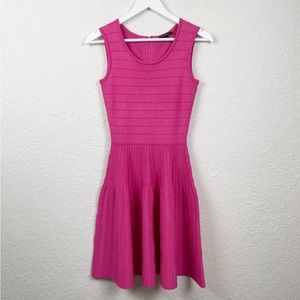 Pink Tartan Dress Womens XS Pink Fit Flare Sleeveless Power Stretch Ballet